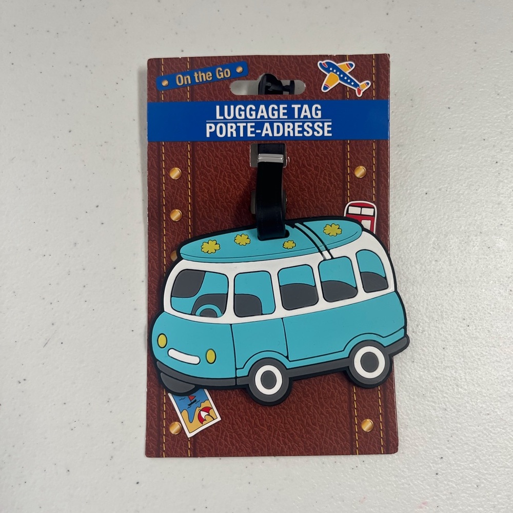 Blue and White Van Luggage Tag